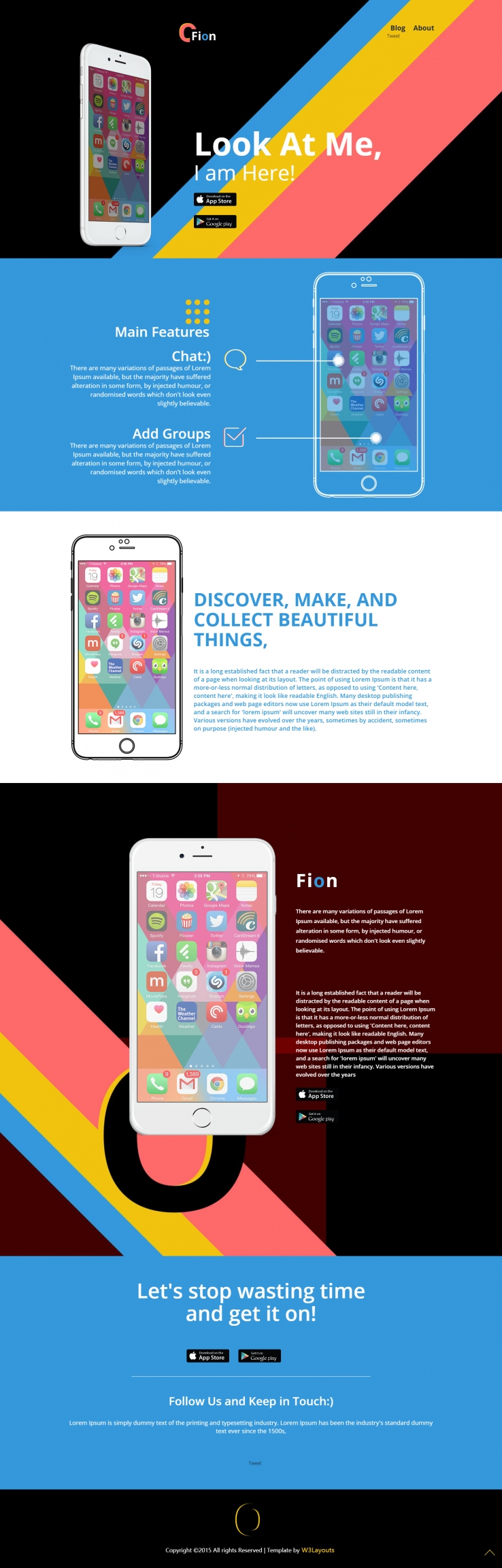 彩色简洁风格的手机APP介绍整站网站源码下载