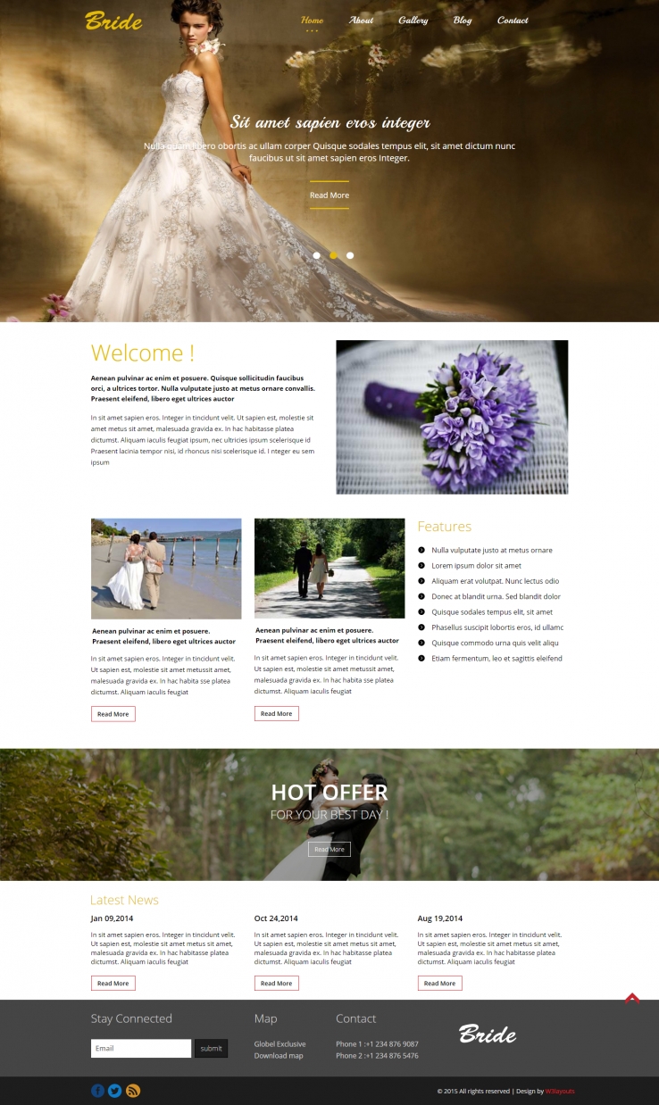 黄色简洁风格的新娘婚礼策划整站网站源码下载