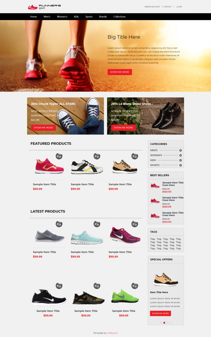 黑色简洁风格的跑步运动鞋网店整站网站源码下载