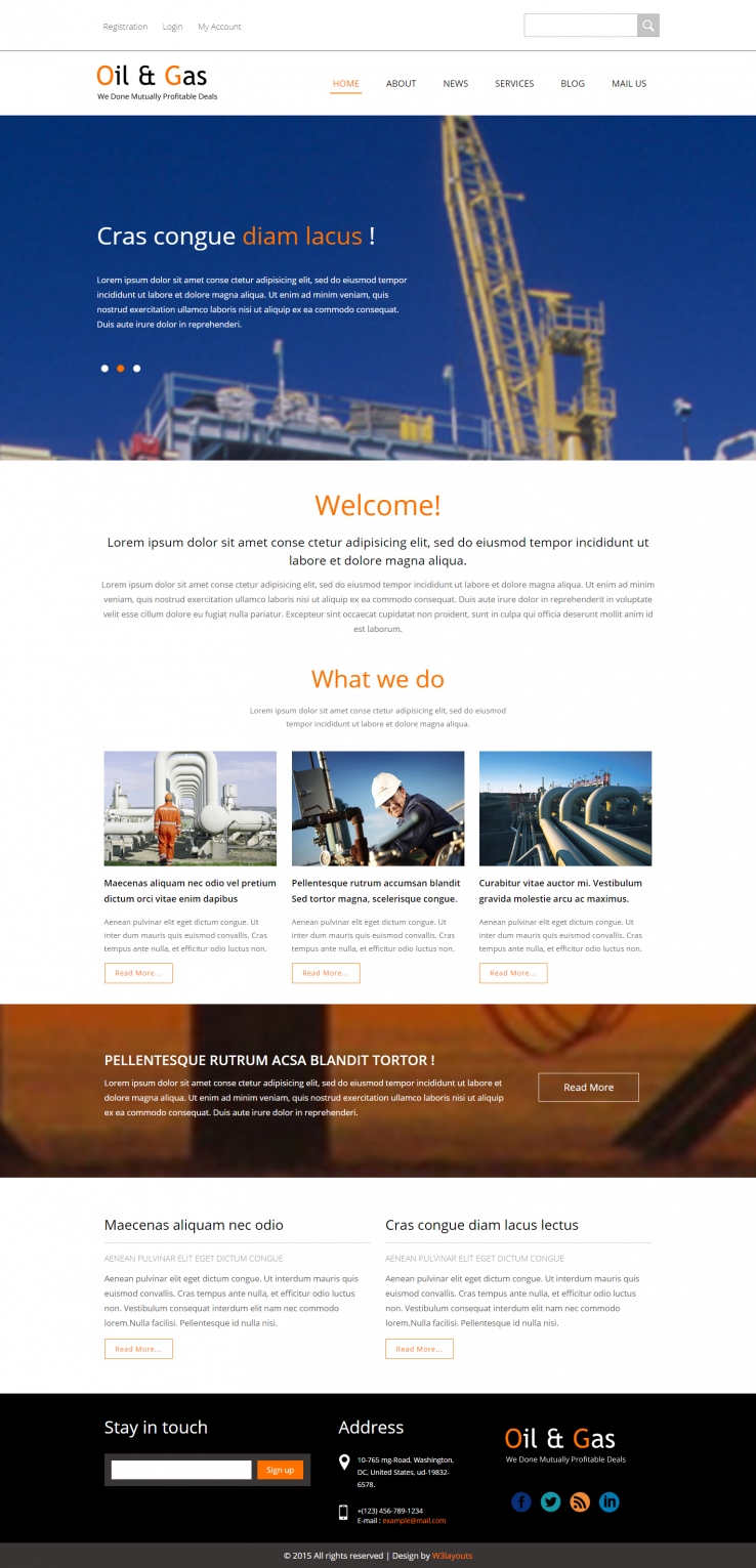 橙色简洁风格的石油天然气工业整站网站源码下载