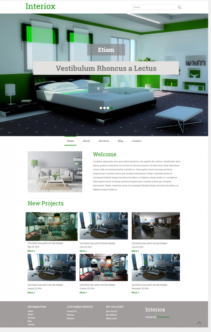 绿色简洁风格的室内建筑装修整站网站源码下载