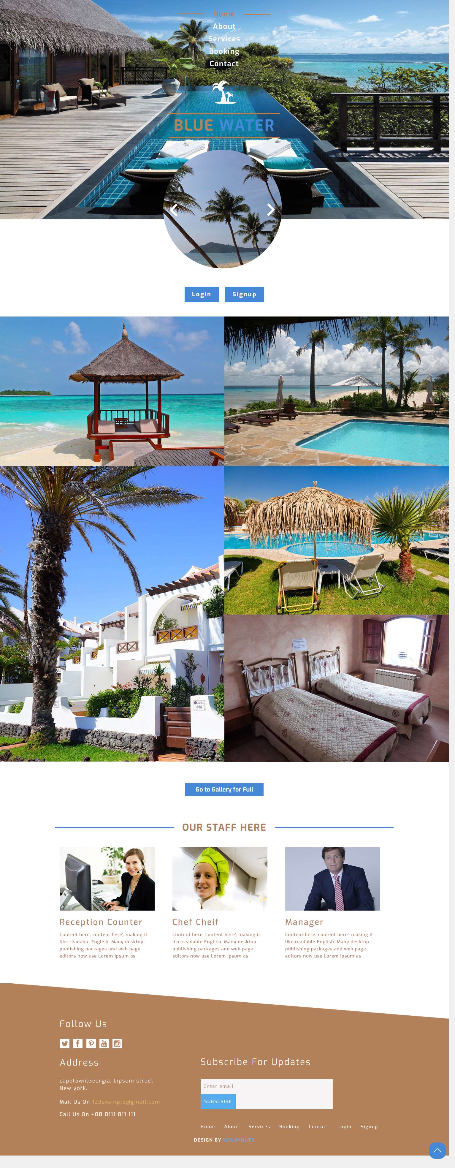 蓝色简洁风格的海景酒店整站网站源码下载