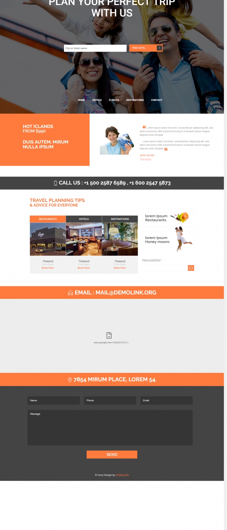 橙色简洁风格的旅行计划整站网站源码下载