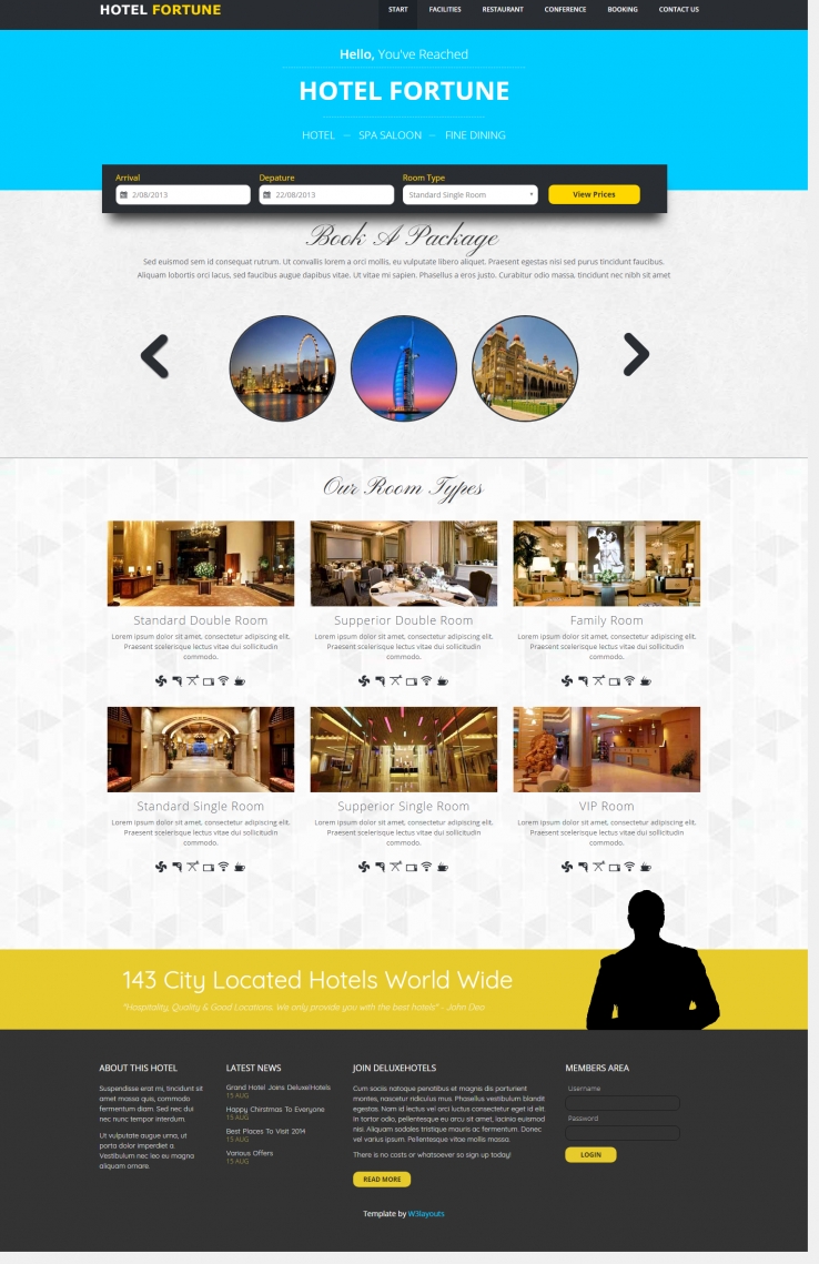 黑色简洁风格的财富酒店整站网站源码下载