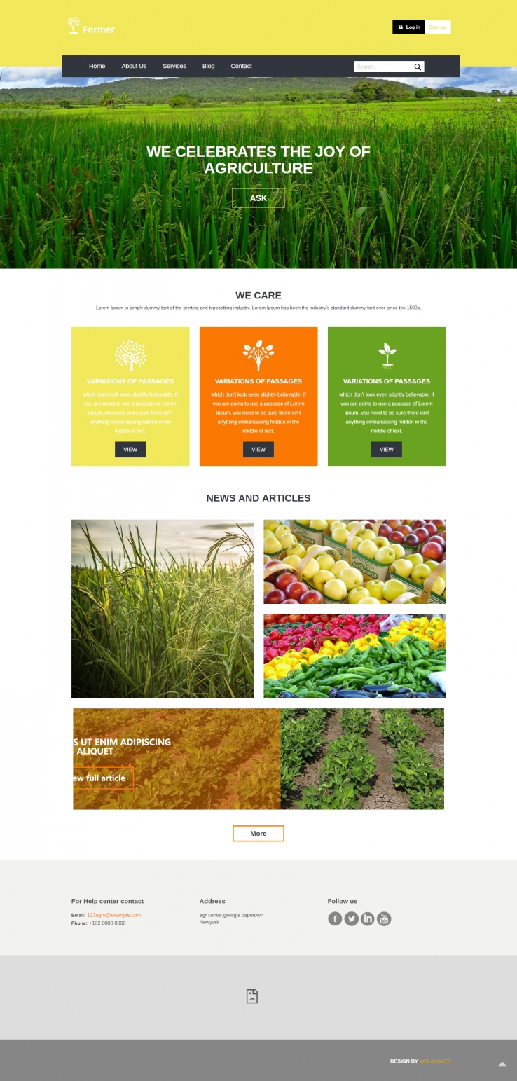 黄色简洁风格的农业果蔬生产整站网站源码下载