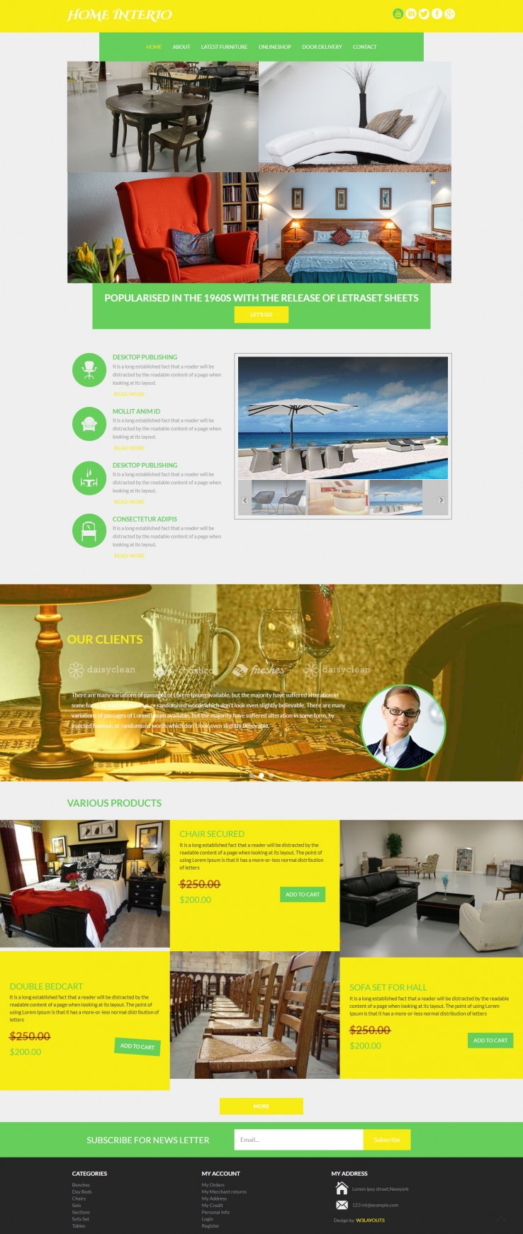 绿色简洁风格的创意家居设计整站网站源码下载