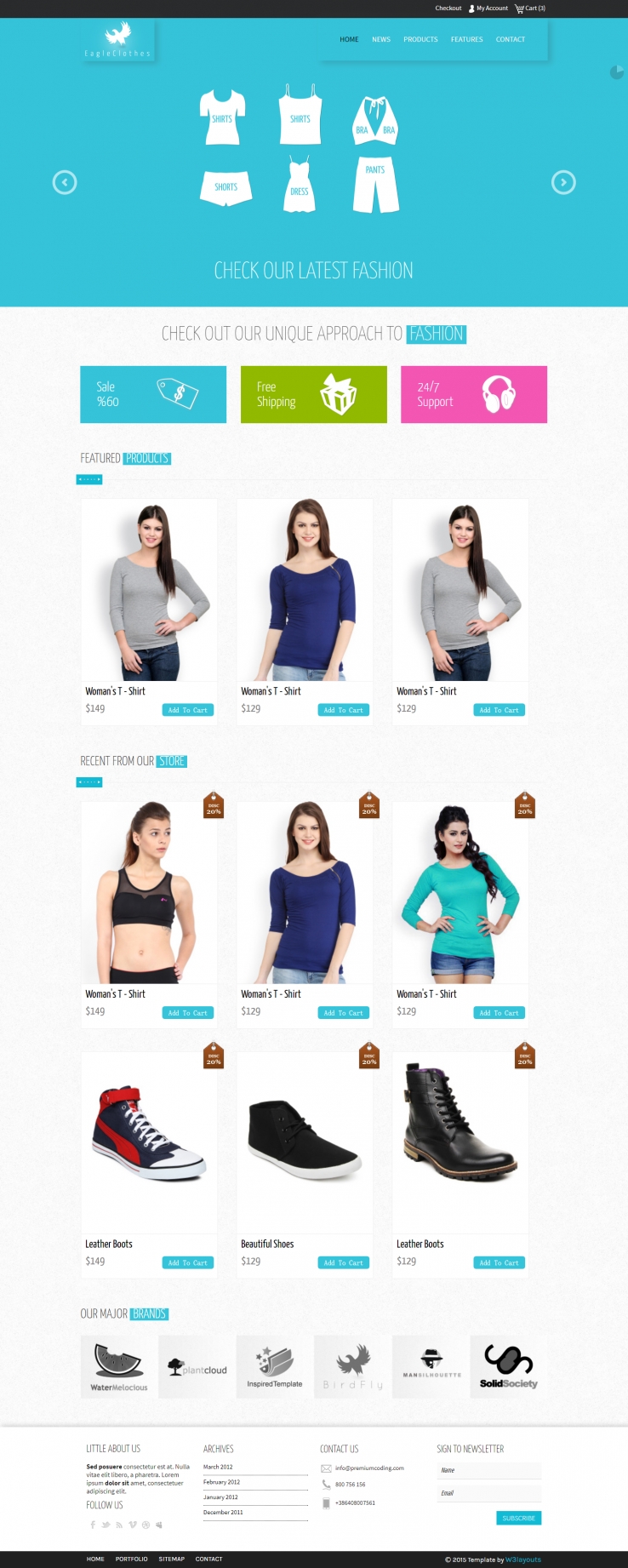 蓝色简洁风格的女装网店整站网站源码下载