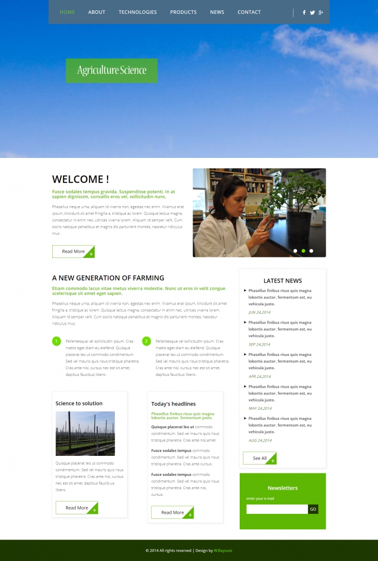 绿色简洁风格的农业发展科技整站网站源码下载