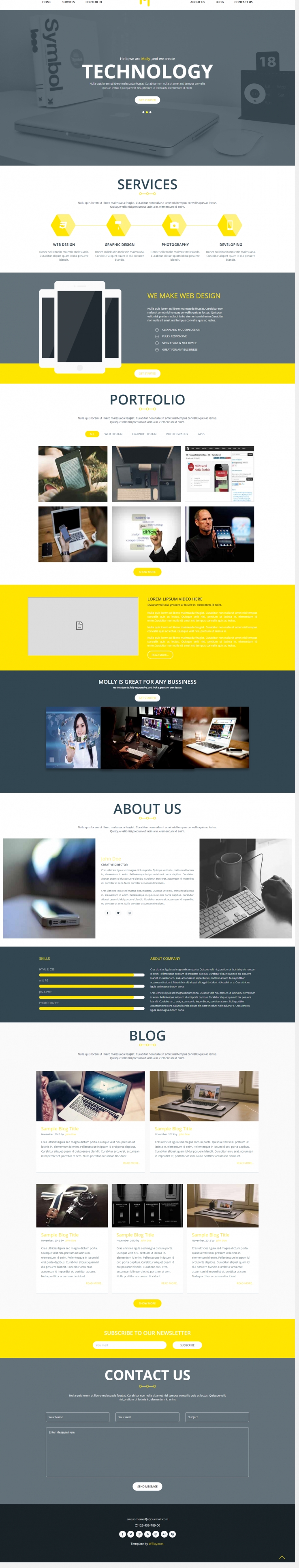 黄色简洁风格的科技产品服务整站网站源码下载