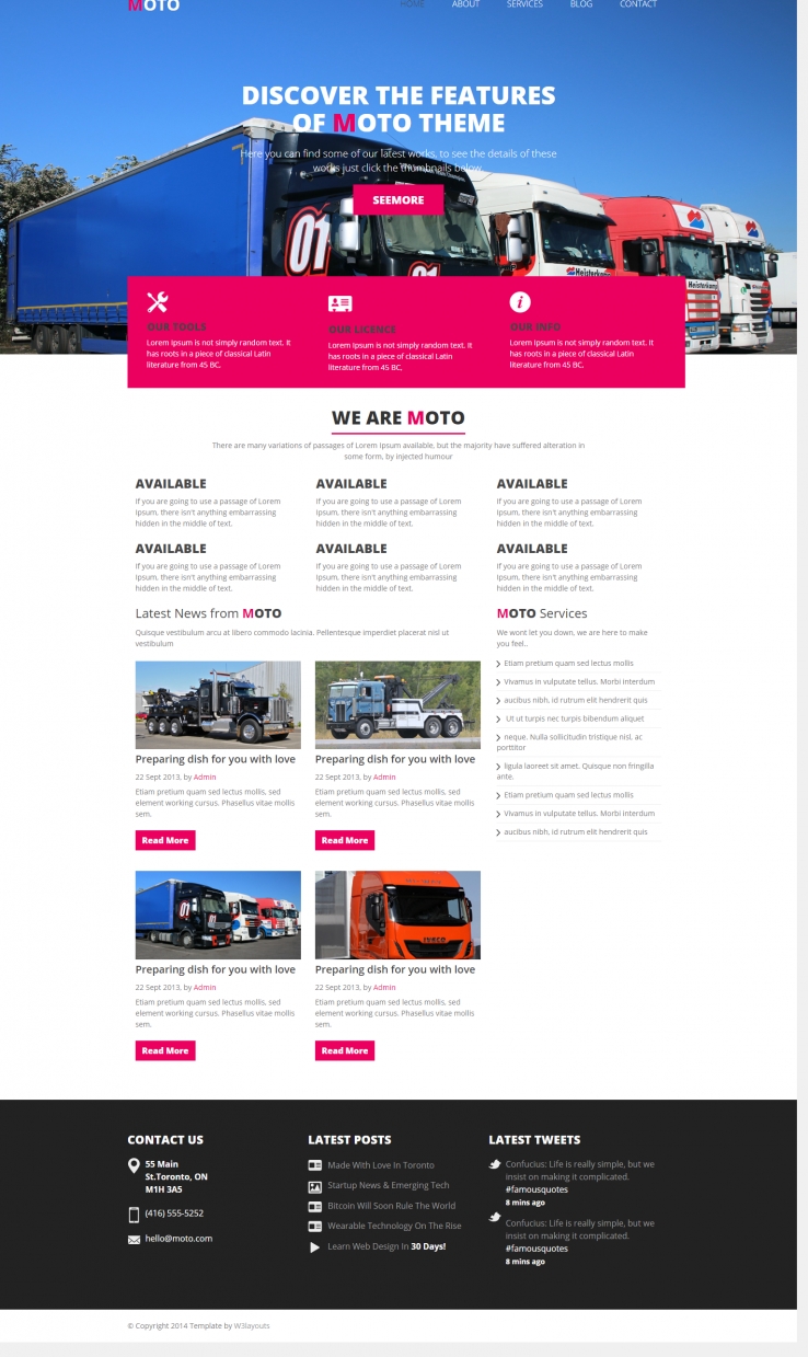 粉色简洁风格的运输施救整站网站源码下载