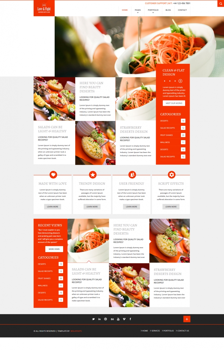 橙色创意风格的蔬菜水果沙拉整站网站源码下载