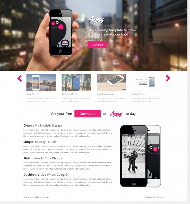 粉色简洁风格的app开发公司企业网站源码下载