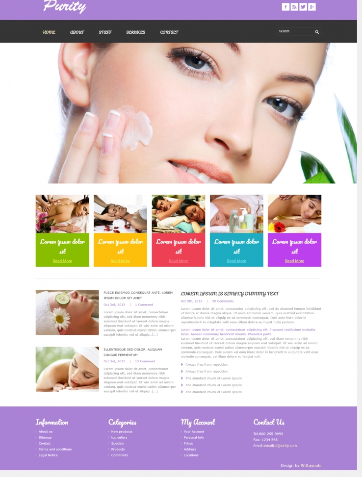 紫色简洁风格的美容美发企业网站模板下载