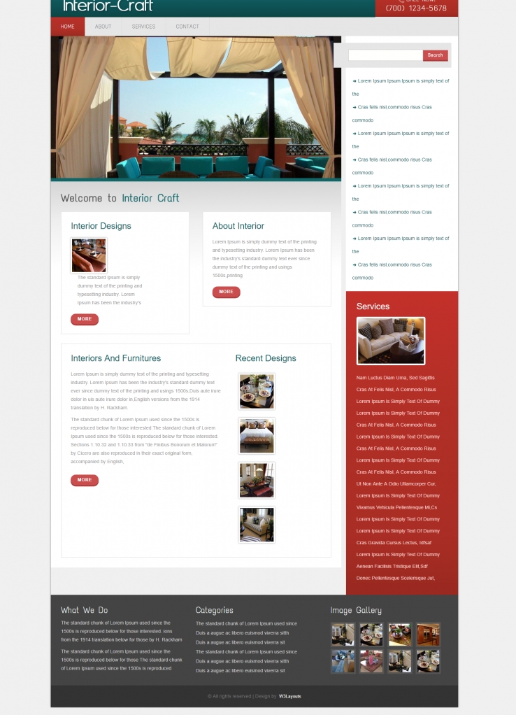 红色简洁风格的酒店装修设计企业网站源码下载