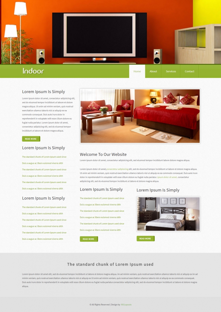 绿色简洁风格的家居室内设计企业网站源码下载