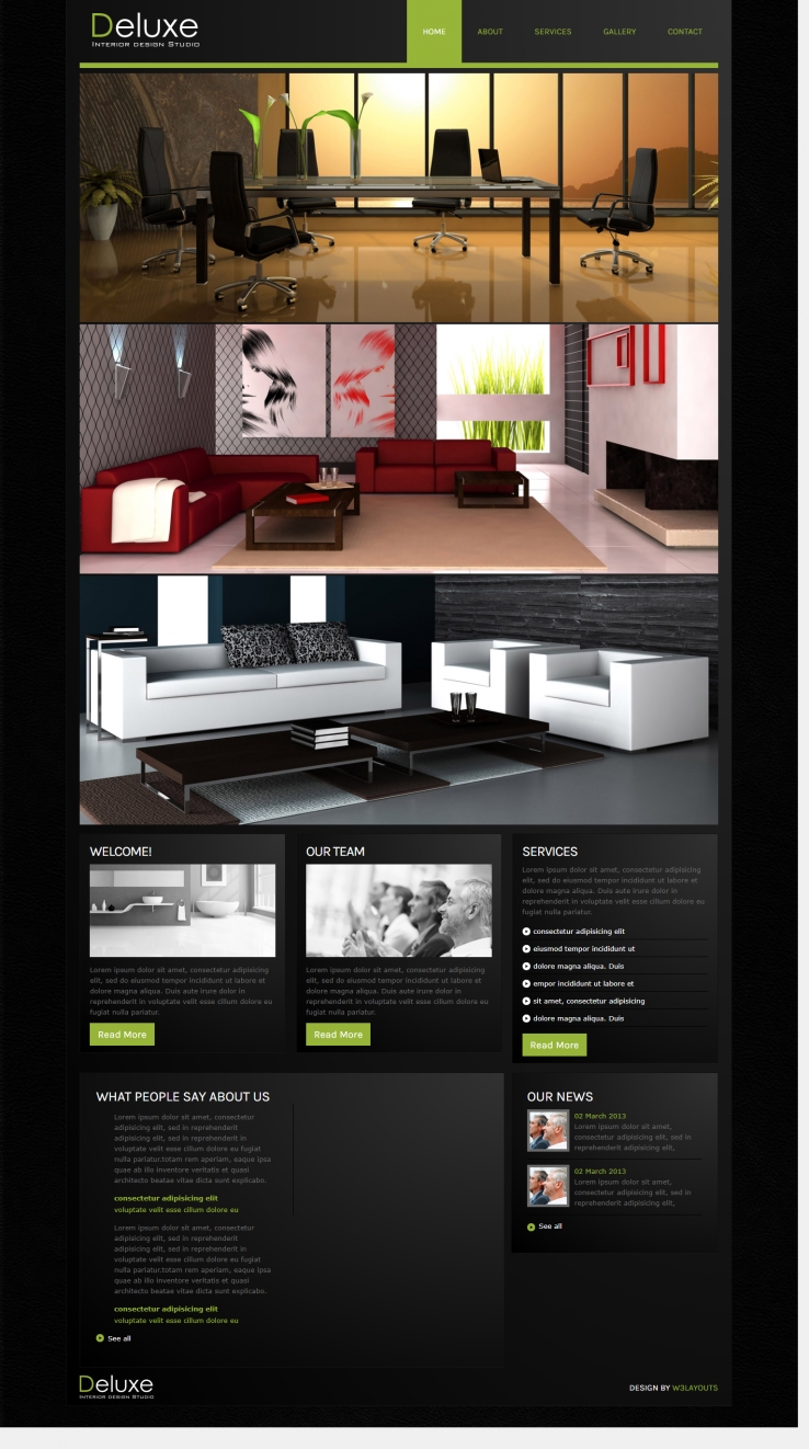 绿色简洁风格的现代室内设计企业网站源码下载