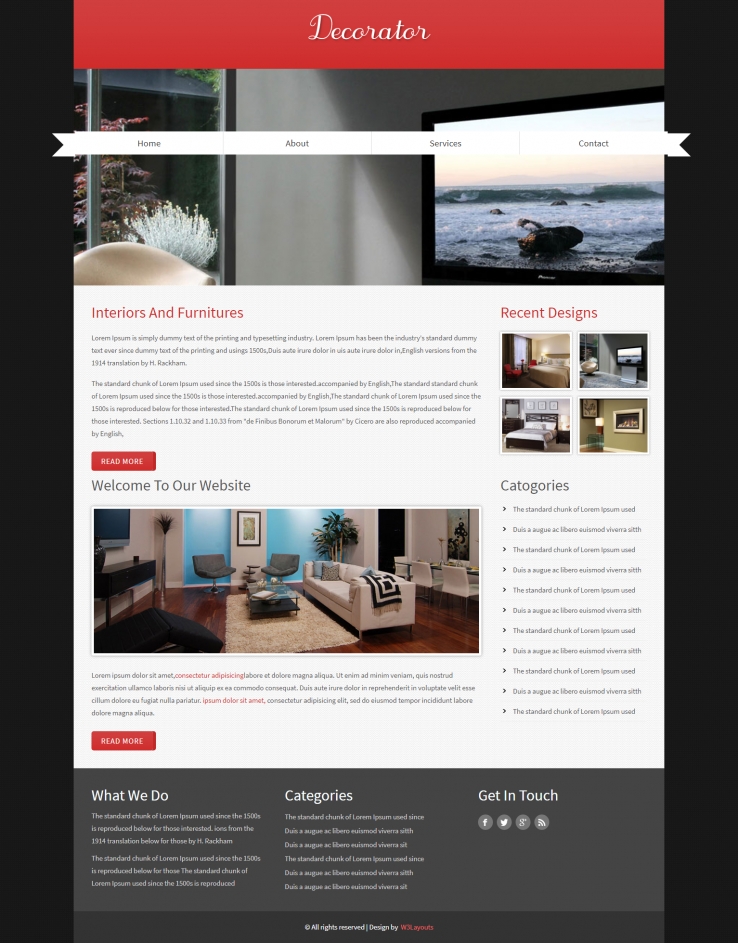 白色简洁风格的家居装饰设计企业网站源码下载