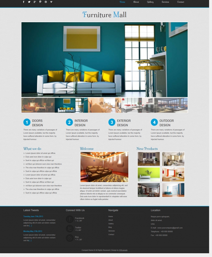 蓝色简洁风格的大型家具商场整站网站源码下载