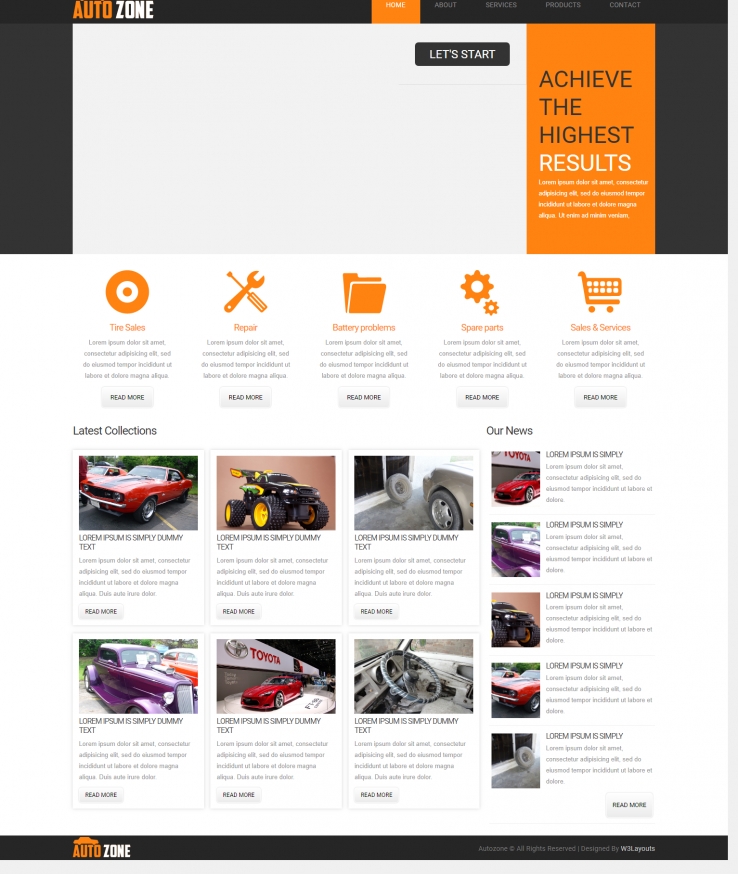 橙色简洁风格的4S汽车店企业网站源码下载