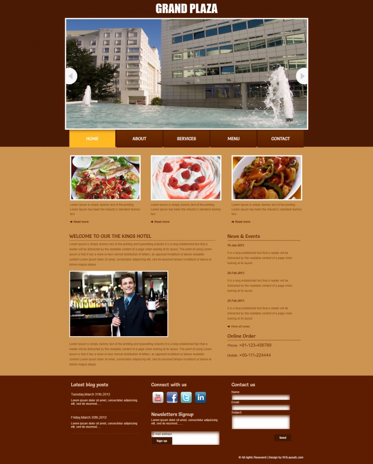 黄色简洁风格的美食广场整站网站源码下载