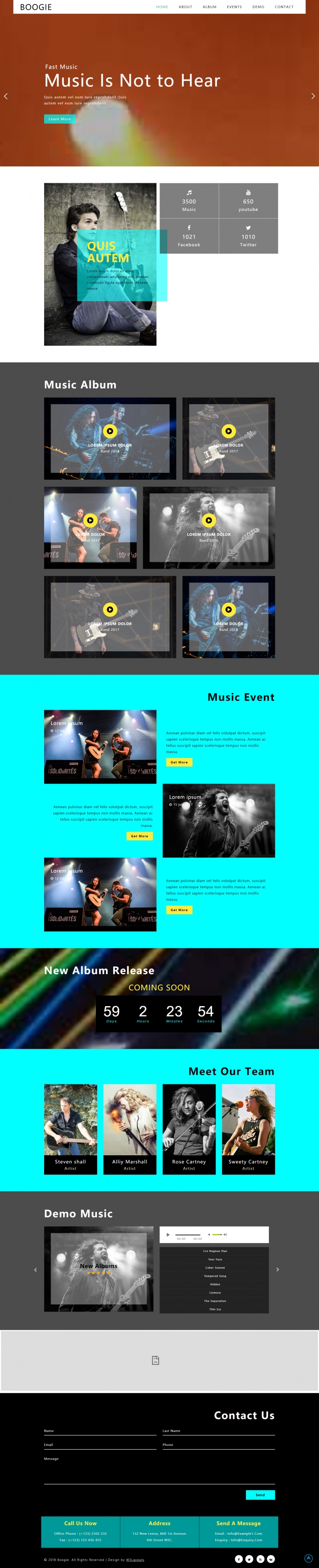 白色简洁风格的摇滚乐队表演整站网站源码下载