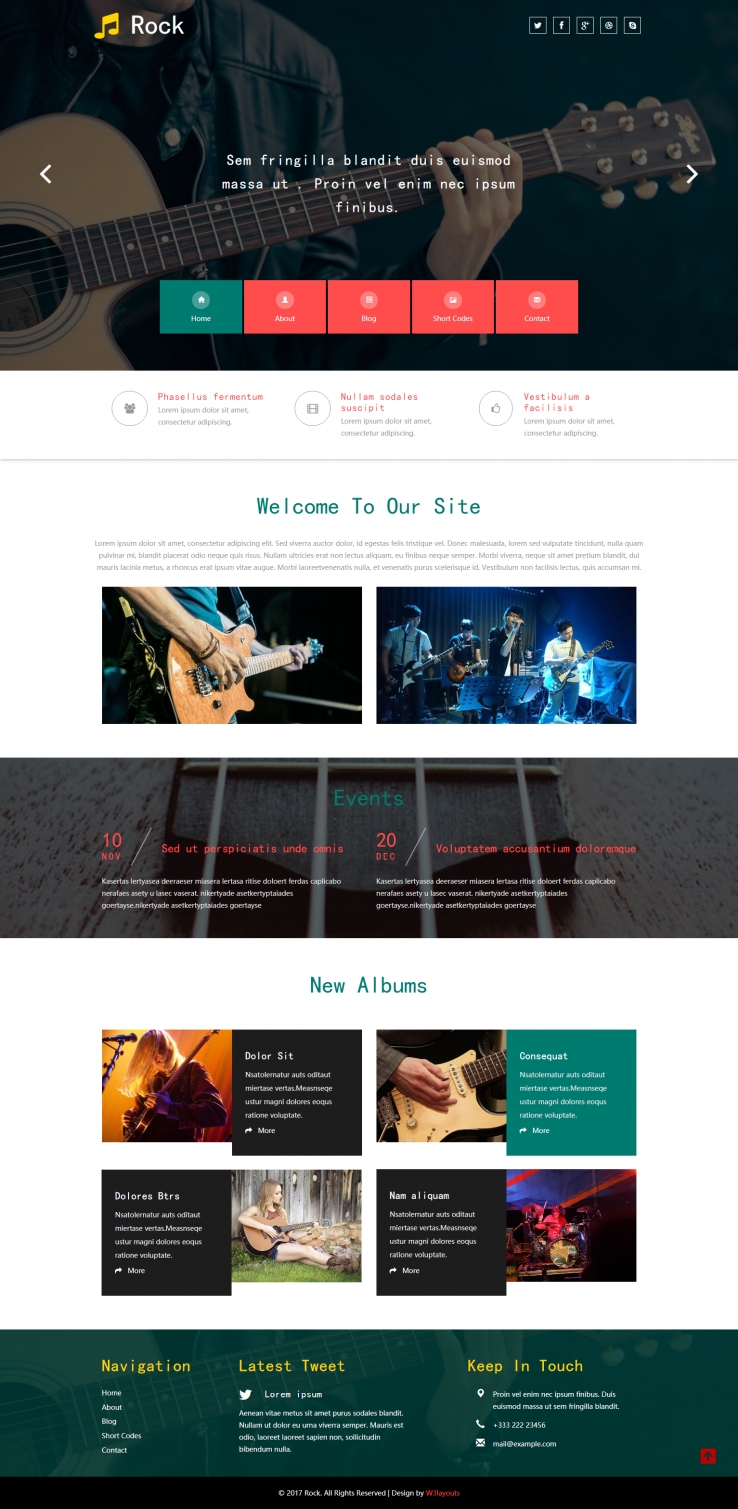 绿色简洁风格的摇滚乐队整站网站源码下载