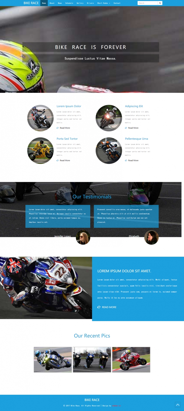 蓝色简洁风格的摩托车赛事企业网站源码下载