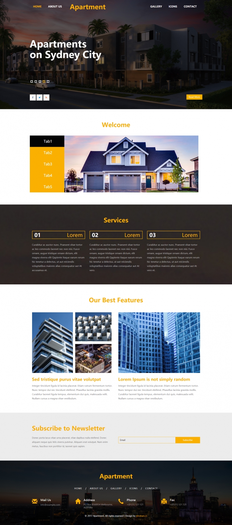 黄色简洁风格的地产企业网站源码下载