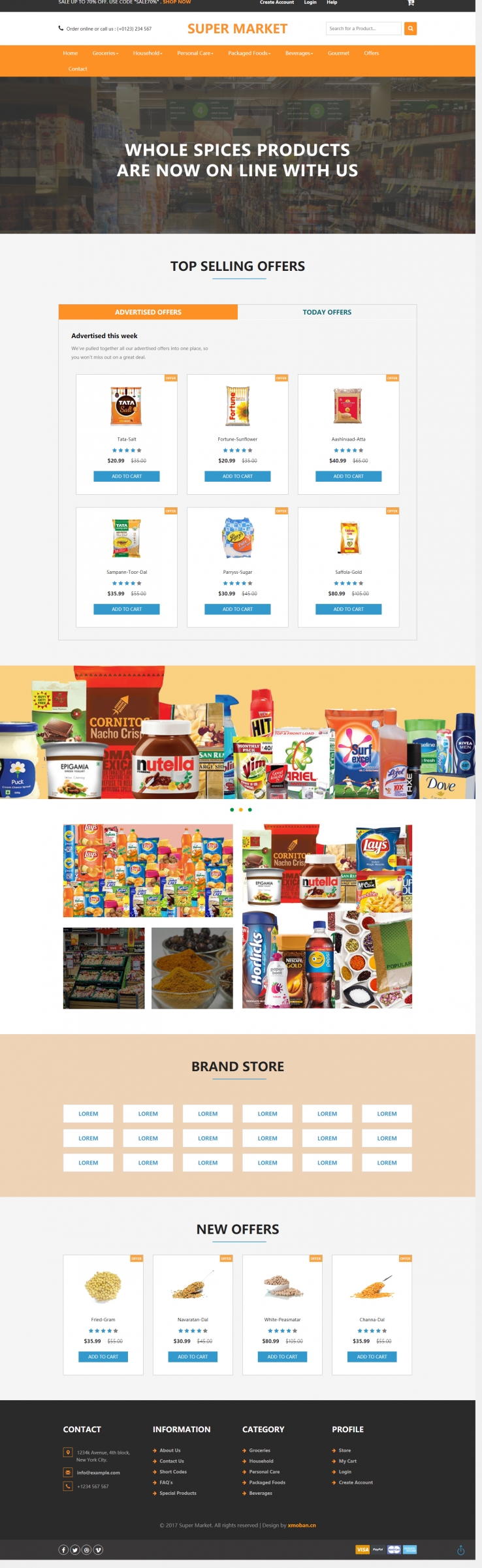 橙色简洁风格的超市网上商城整站网站源码下载