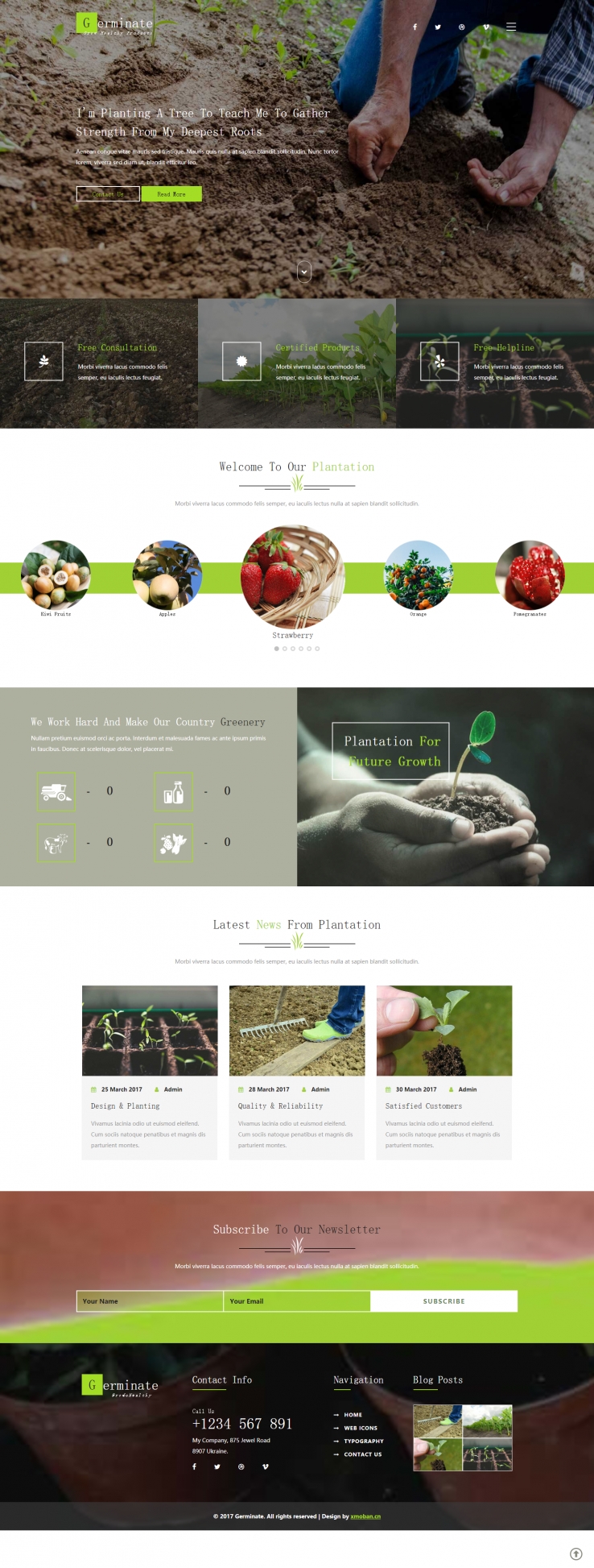 绿色简洁风格的农业种子企业网站源码下载