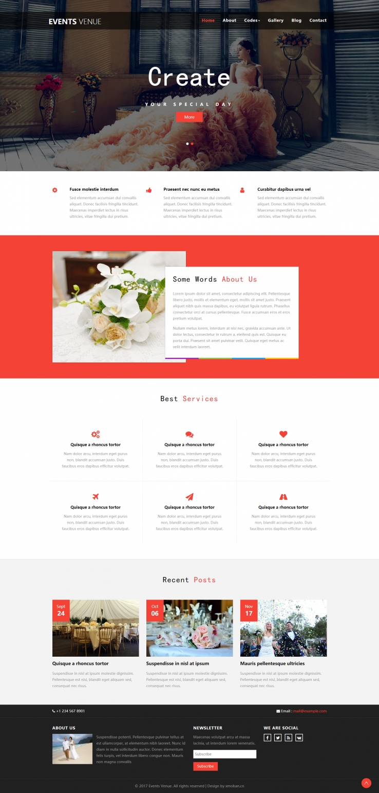 红色简洁风格的婚礼策划公司企业网站源码下载