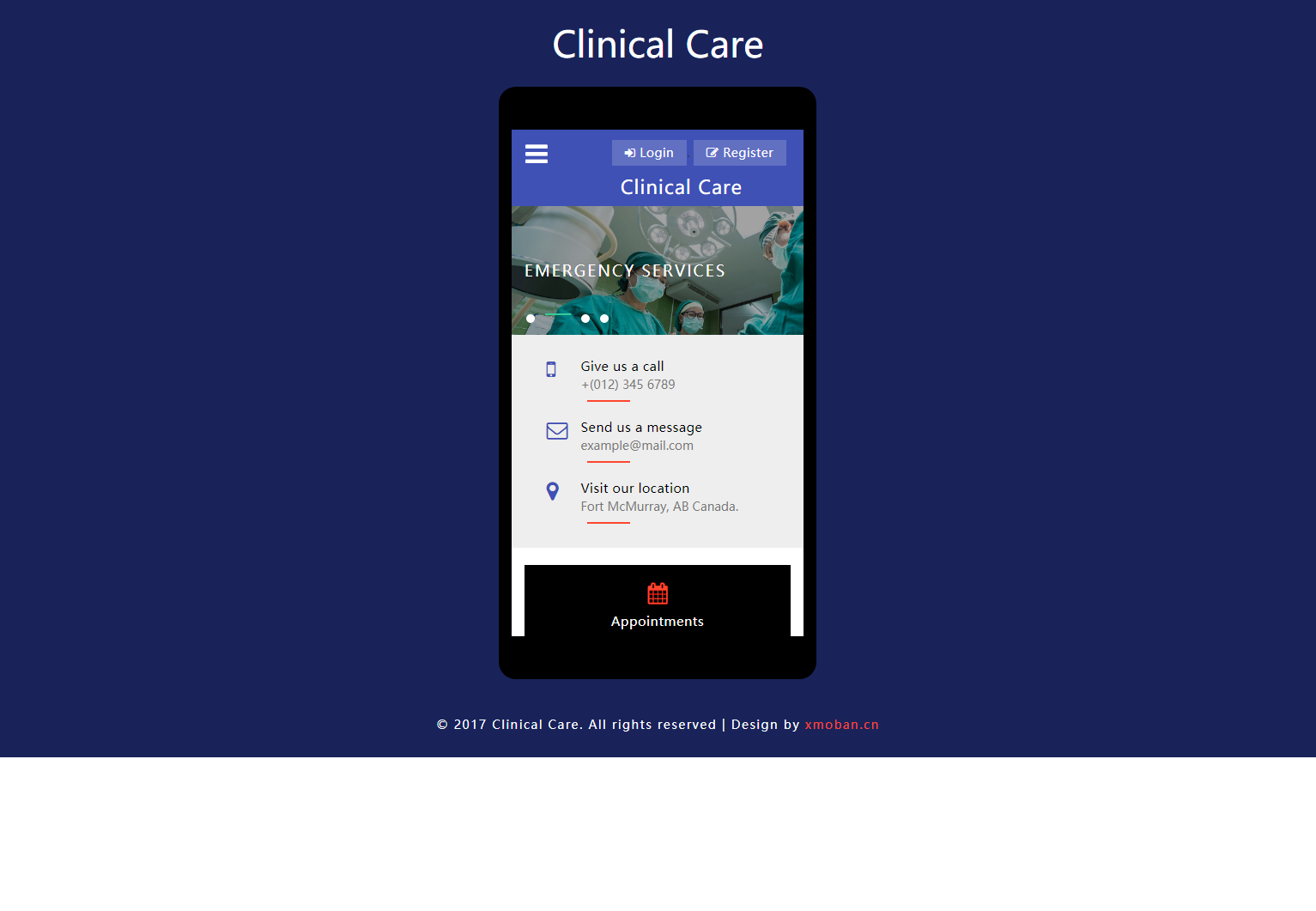 蓝色简洁风格的医疗护理服务企业网站源码下载