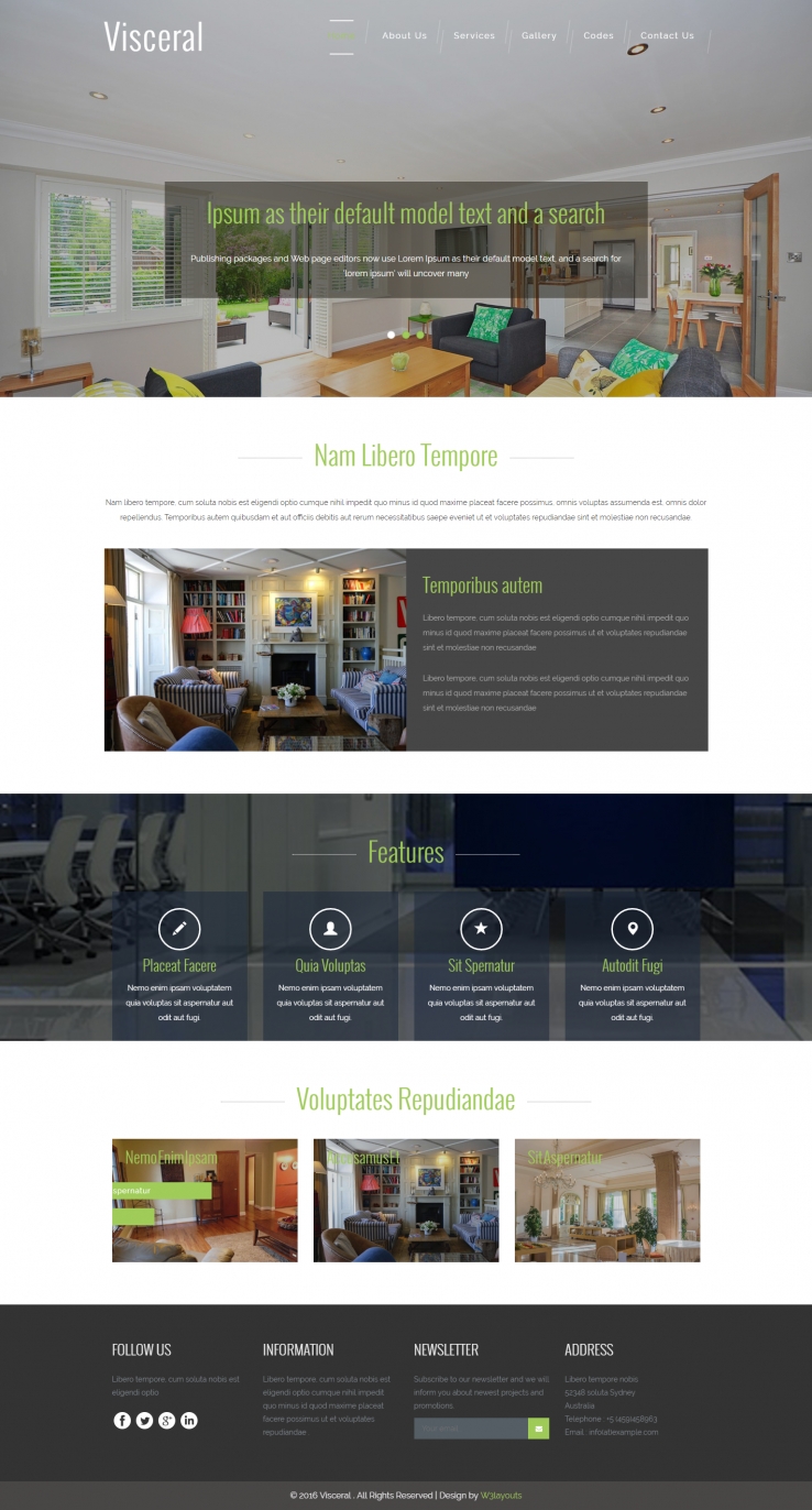 绿色简洁风格的室内家具企业网站源码下载