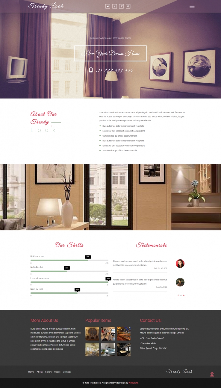 白色简洁风格的室内家具展示企业网站源码下载