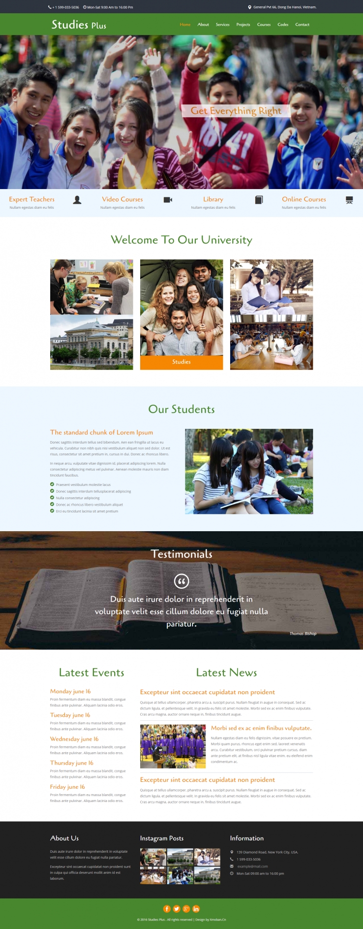 绿色扁平风格的教育学院整站网站源码下载
