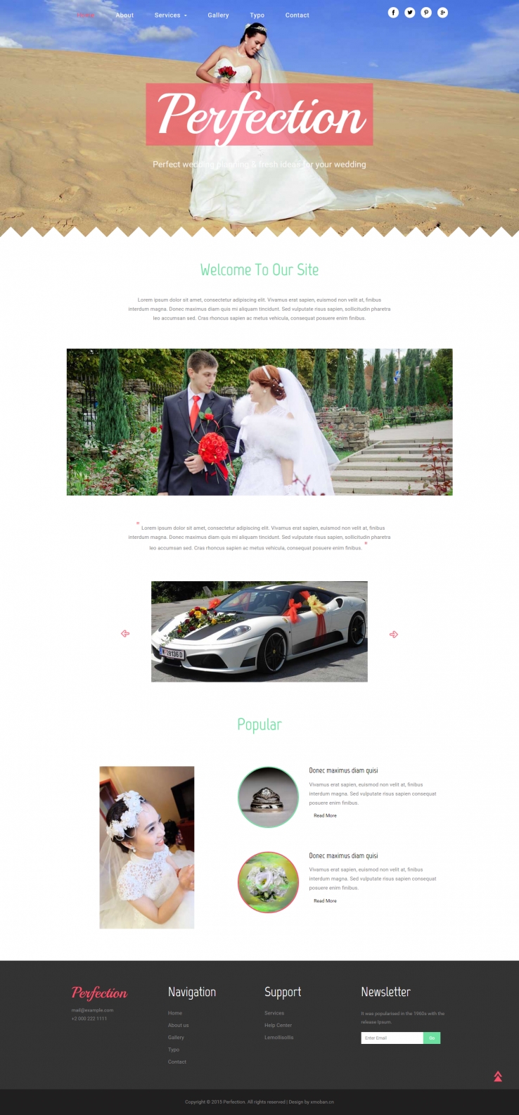 粉色欧美风格的婚礼策划服务企业网站源码下载