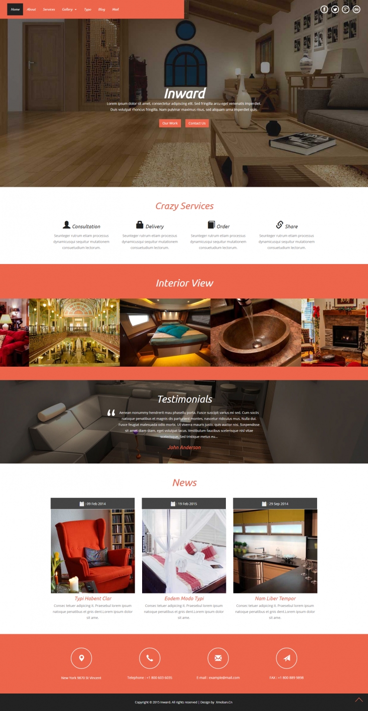 红色欧美风格的家具家私销售企业网站源码下载