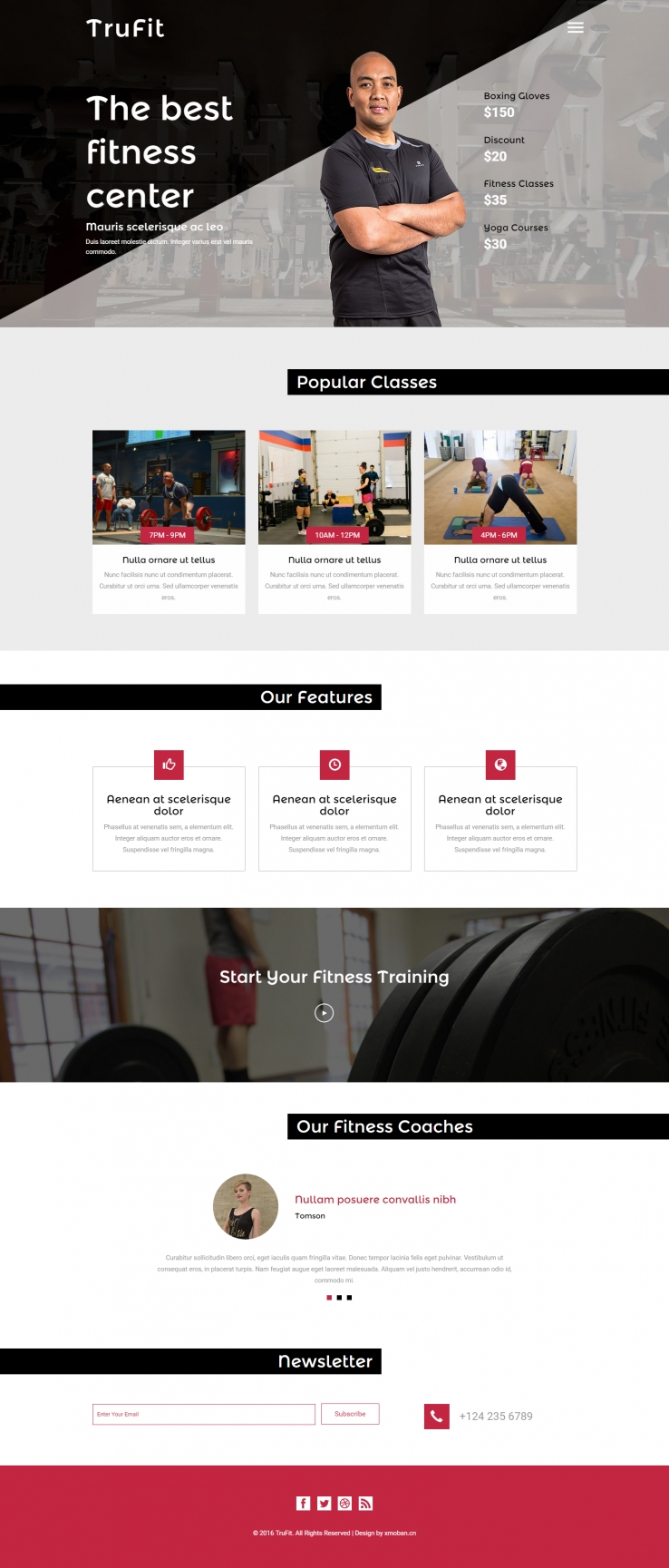 红色简洁风格的体育减肥服务整站网站源码下载