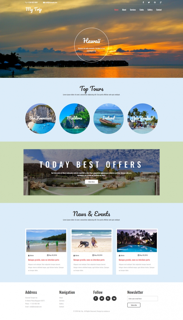 粉色欧美风格的旅游企业网站源码下载