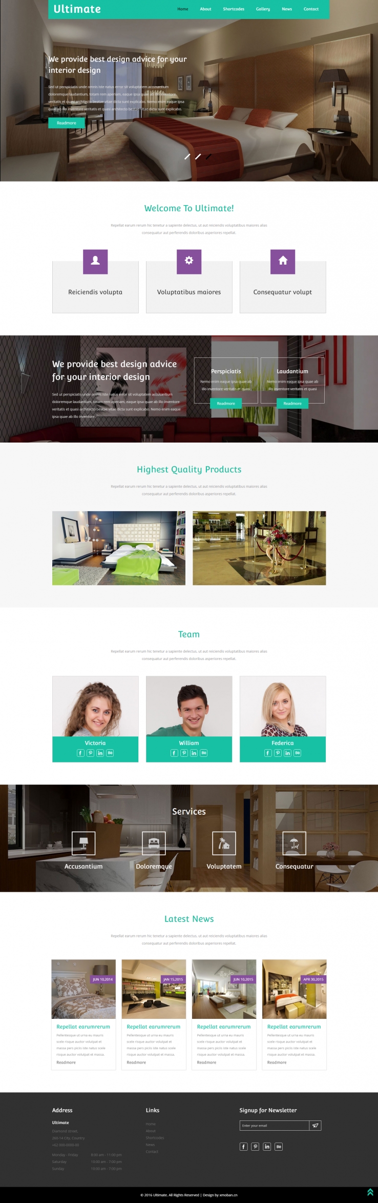 绿色简洁风格的室内设计企业网站源码下载