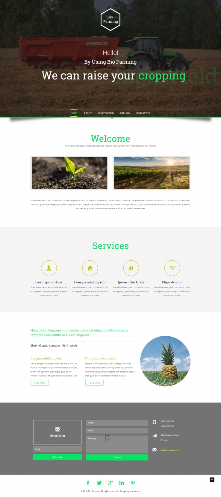 绿色宽屏风格的农业企业网站源码下载