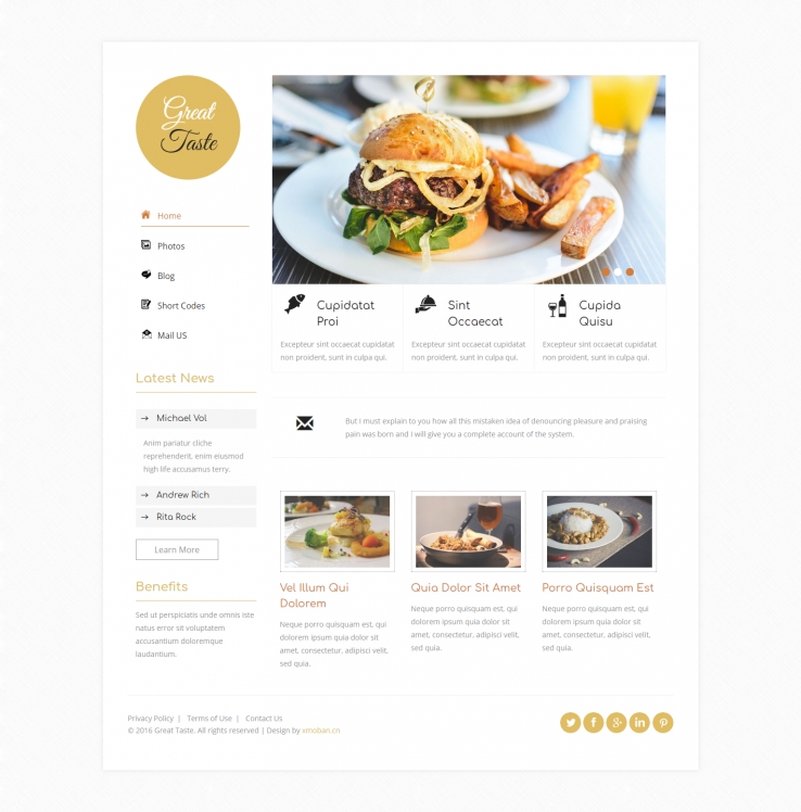 白色简洁风格的美味餐厅整站网站源码下载