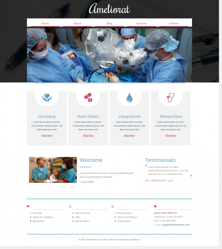 红色欧美风格的医疗服务机构企业网站源码下载