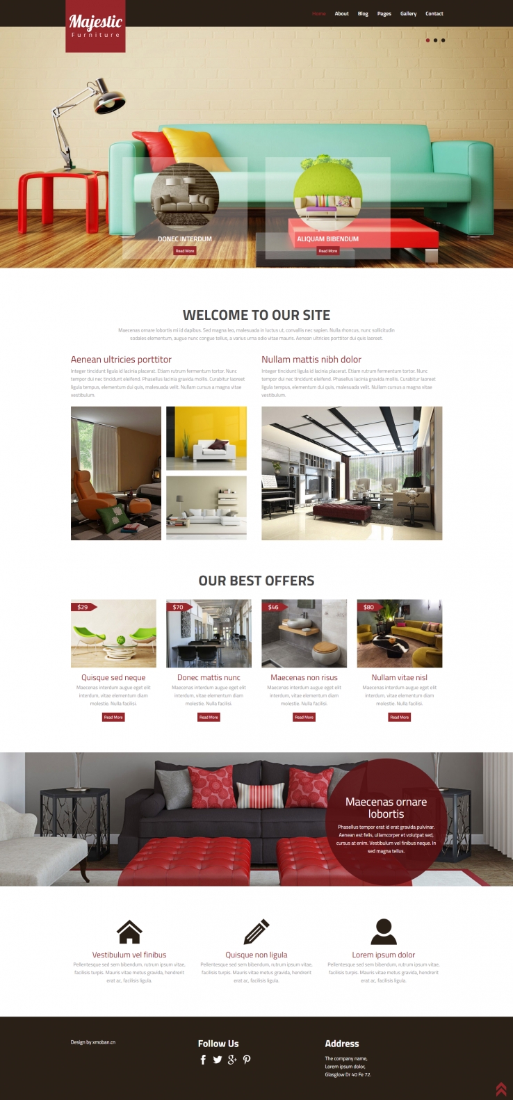 红色欧美风格的室内装饰设计企业网站源码下载