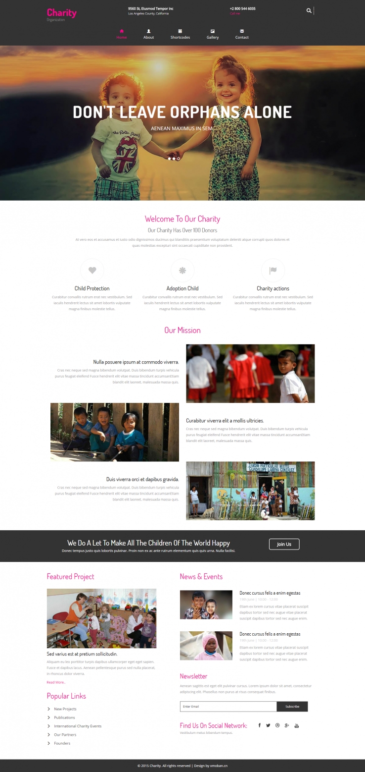 粉色简洁风格的慈善机构企业网站源码下载