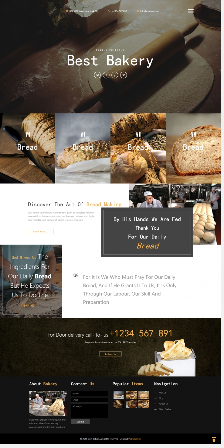橙色欧美风格的面包店企业网站源码下载