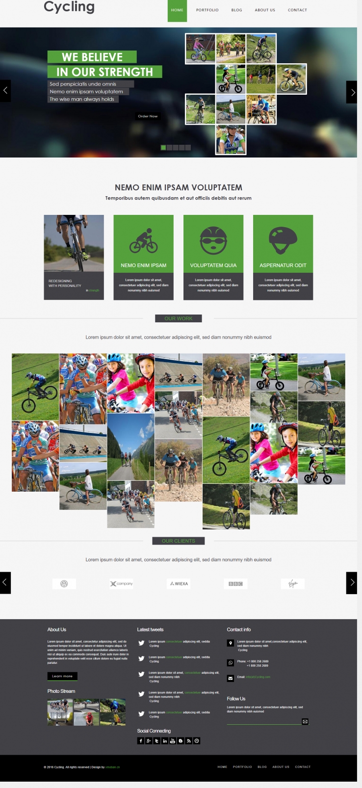 绿色扁平风格的自行车运动企业网站源码下载