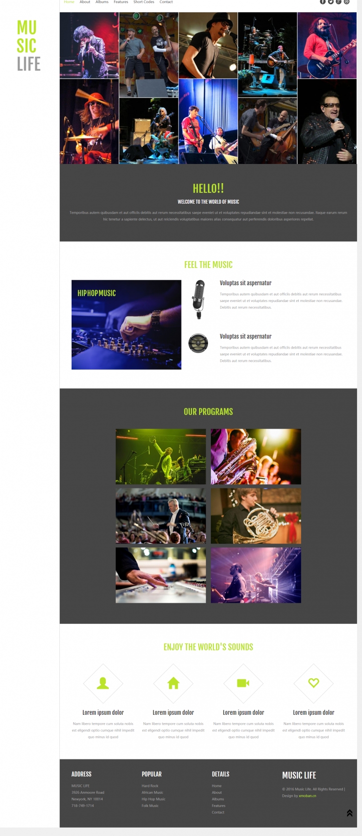 绿色创意风格的音乐娱乐企业网站源码下载