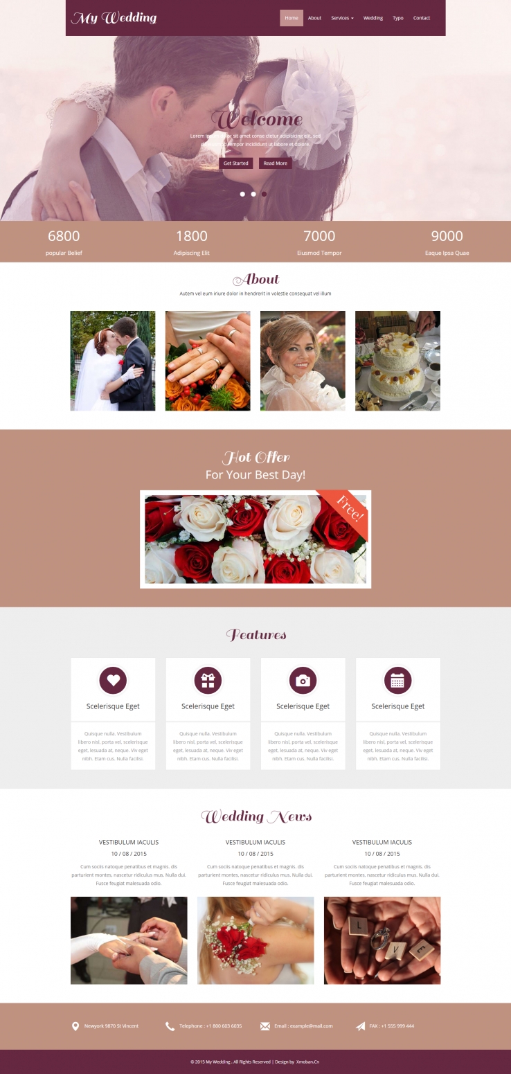 紫色扁平风格的婚礼服务企业网站源码下载