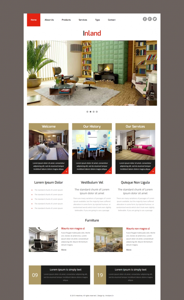 红色简洁风格的室内家具公司整站网站源码下载